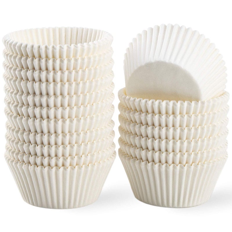 Caperci Standard White Cupcake Liners 500 Count, No Smell, Food Grade & Grease-Proof Baking Cups Paper - Image 1